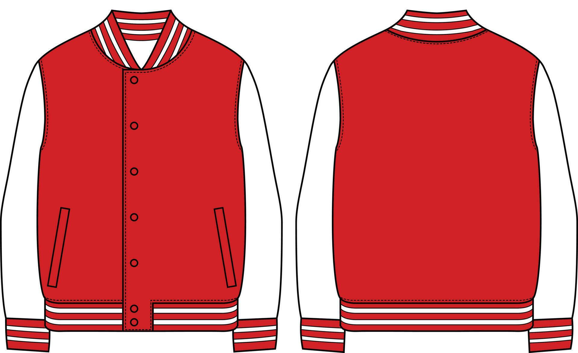 Red and White Blank Varsity Jacket Vector Template 24506244 Vector Art