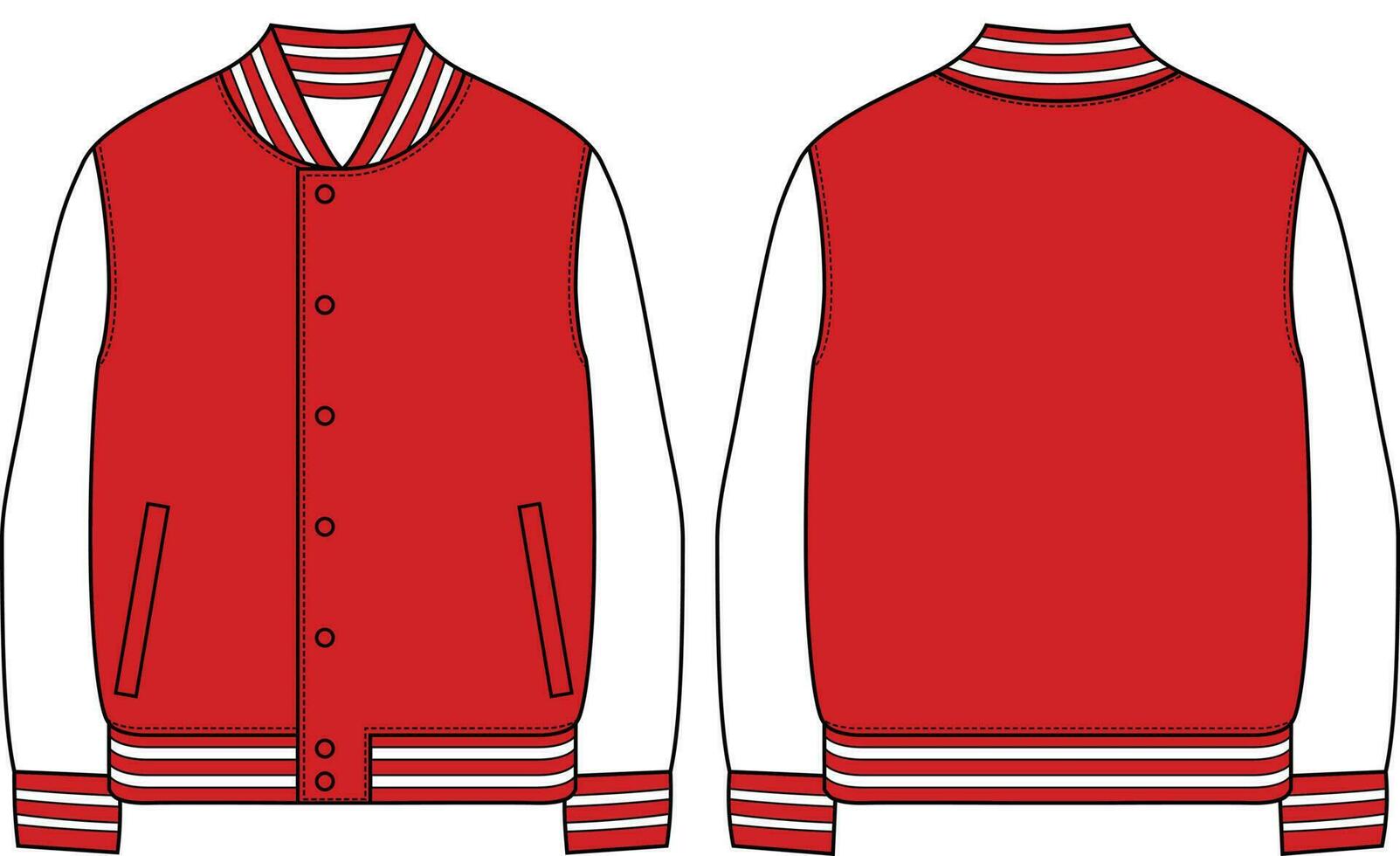 Red and White Blank Varsity Jacket Vector Template 24506244 Vector Art ...