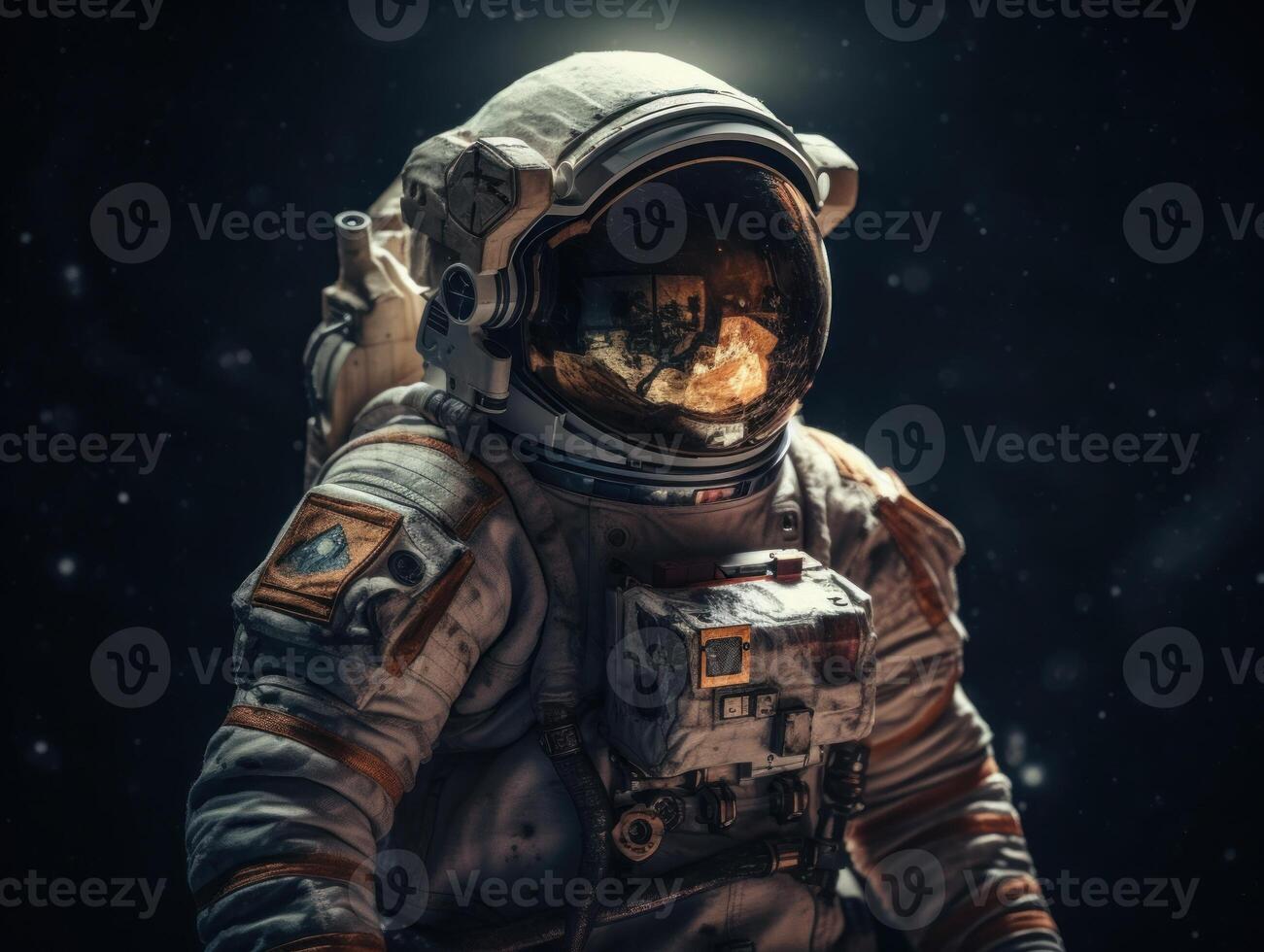 Astronaut in spacesuit against the background of the night sky Created with technology photo