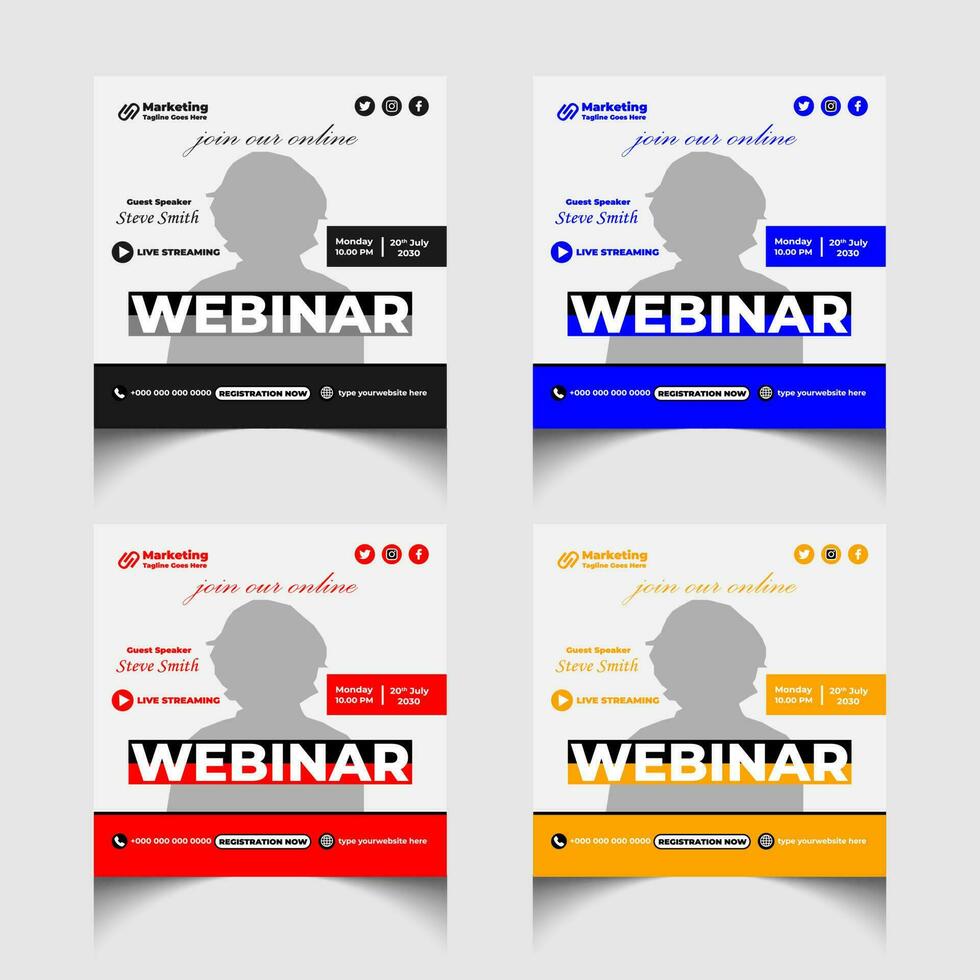 Digital marketing and corporate business live webinar banner or social media post template design vector