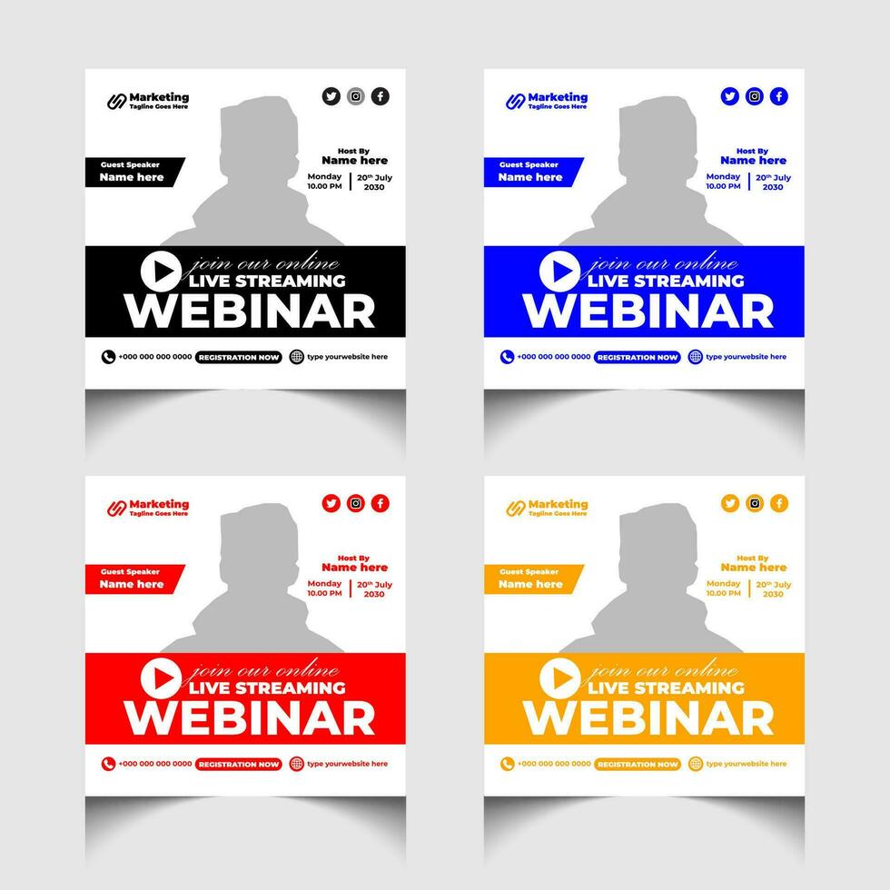Digital marketing and corporate business live webinar banner or social media post template design vector