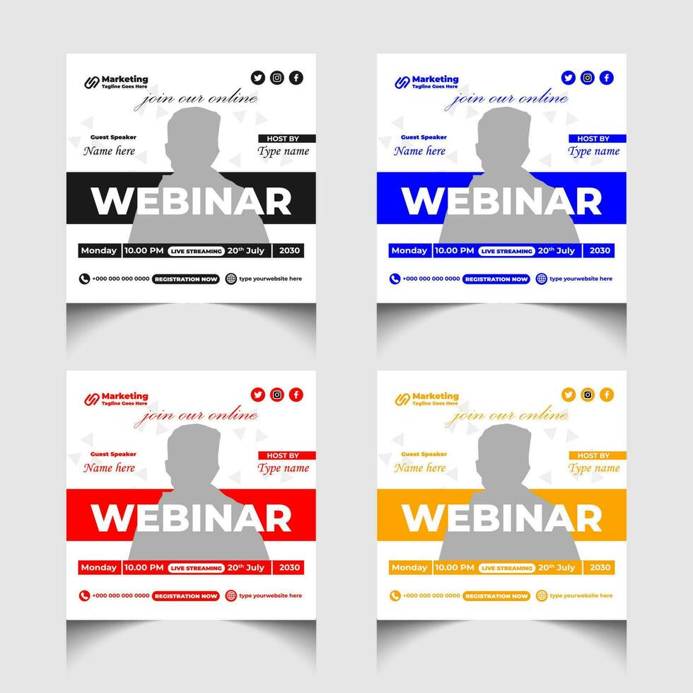 Digital marketing and corporate business live webinar banner or social media post template design vector