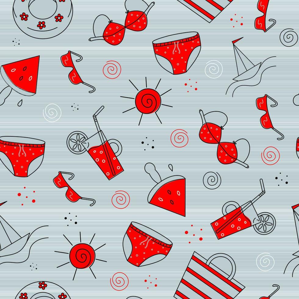Summer pattern. Vector pattern seamless abstract icons. Summer, beach, vacation.  Background, texture for packaging and textiles.