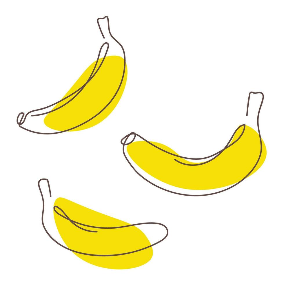 Bananas in one line drawing art style. Vector illustration isolated on white background