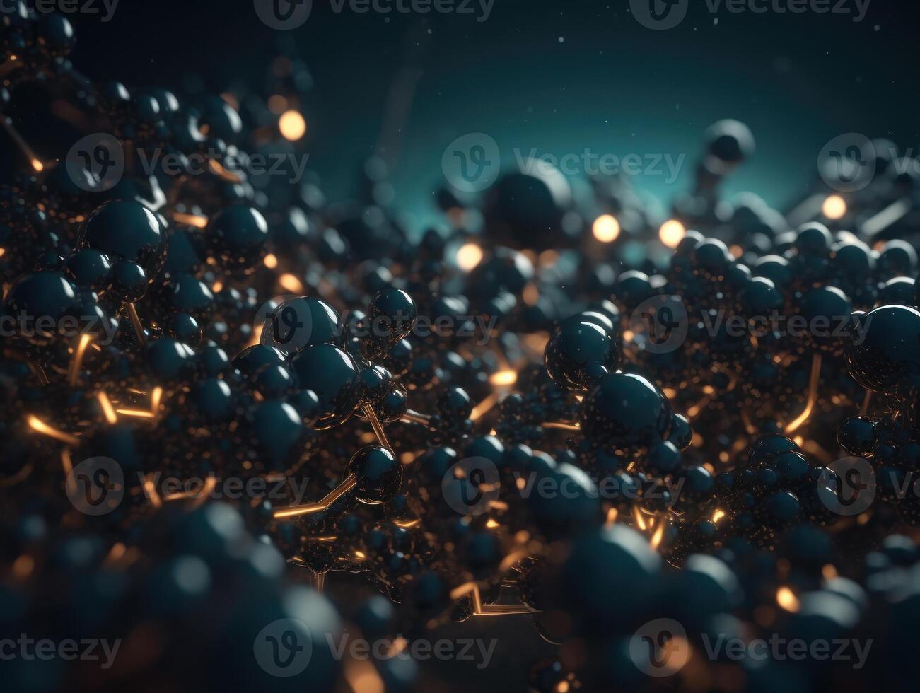 Abstract molecule model on dark background Created with technology. photo