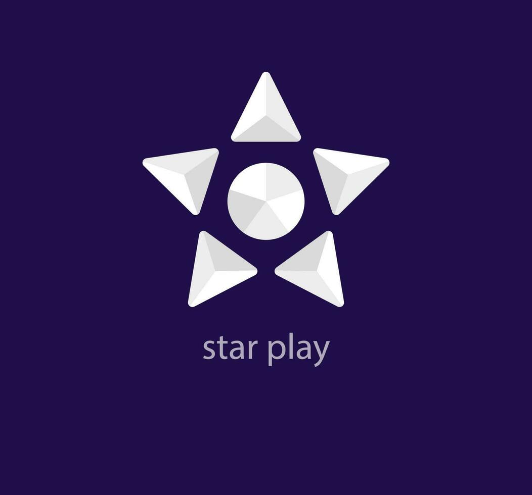 Star launch play sign logo. Unique color transitions. Creative circular star logo template. vector