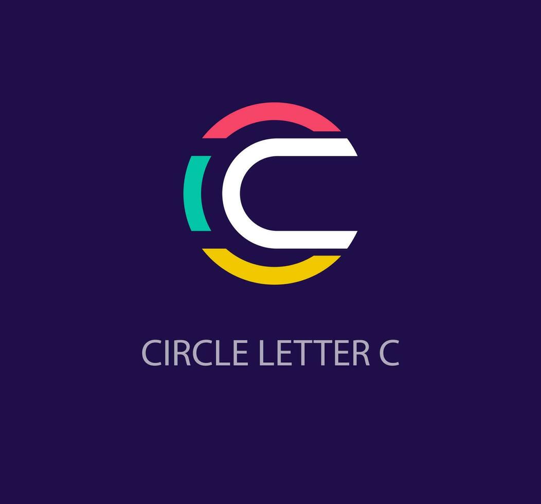 Round logo design from creative letter C. Unique colorful corporate company logo. Company initials corporate vector. vector