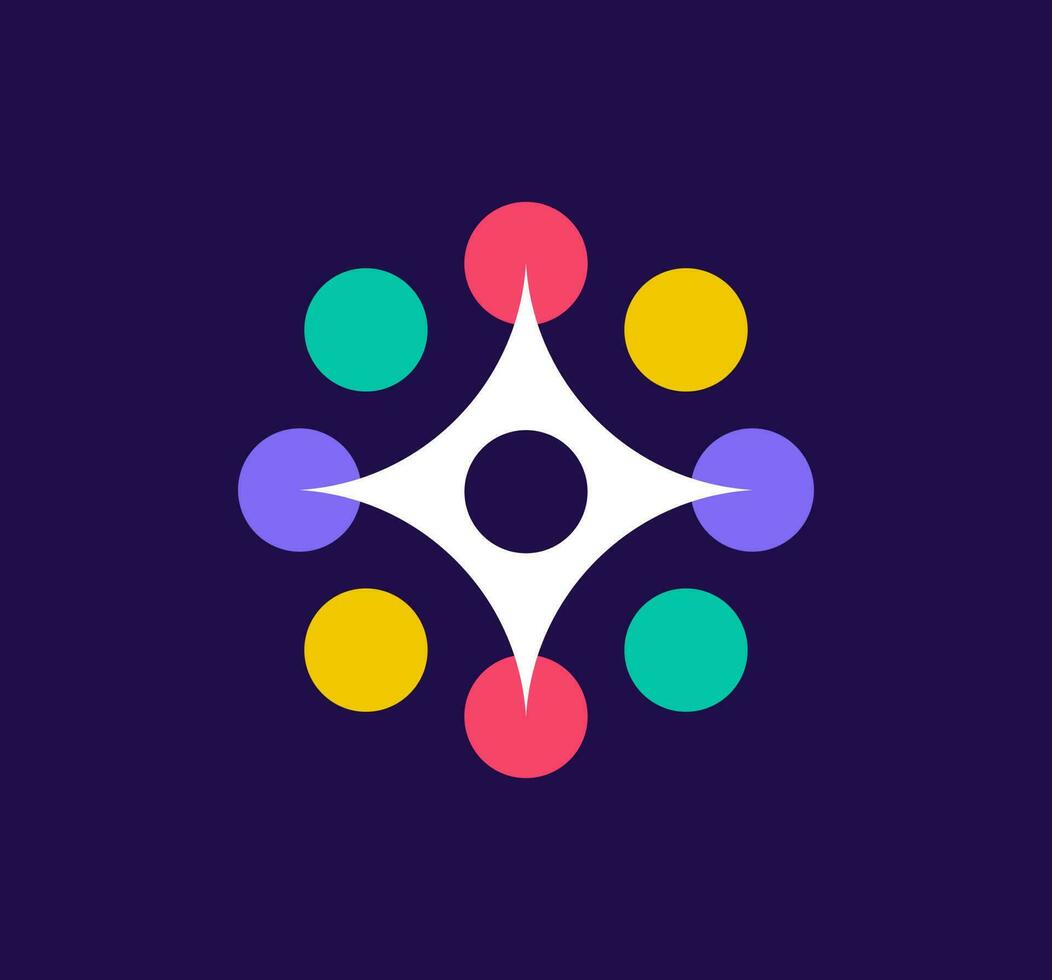 Unique circular round logo. Modern color transitions. Science study around star logo template. vector. vector