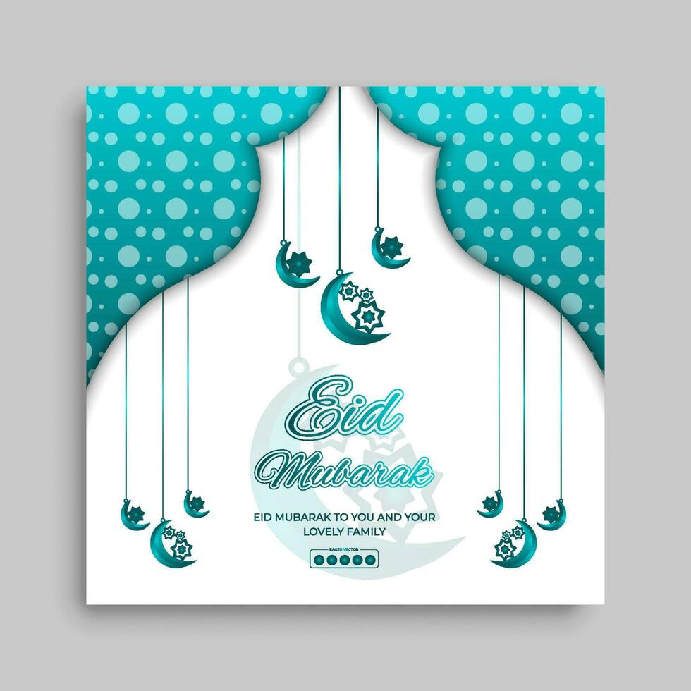 blue square Eid social media post design template vector