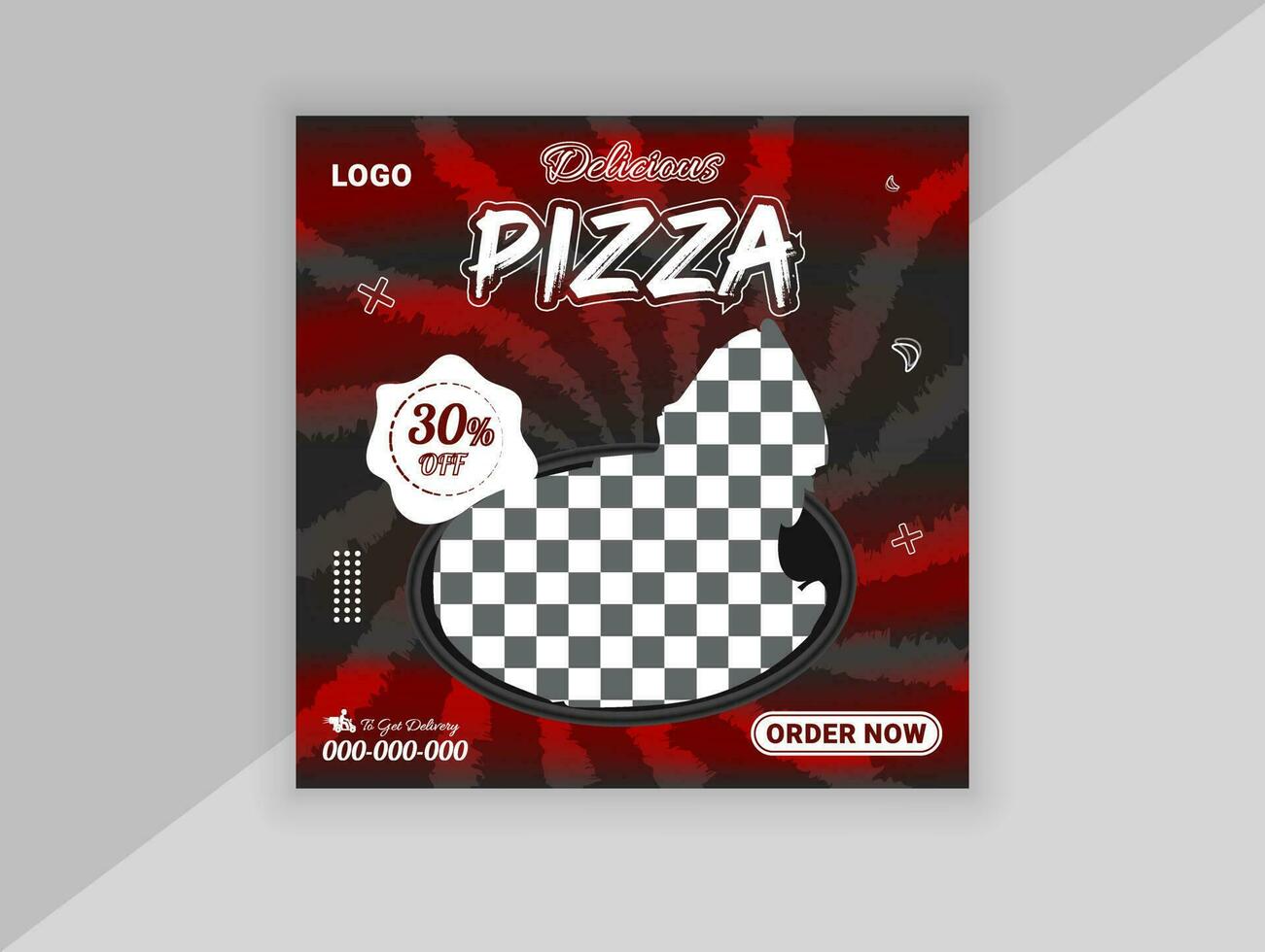 Social media pizza post advertising template vector