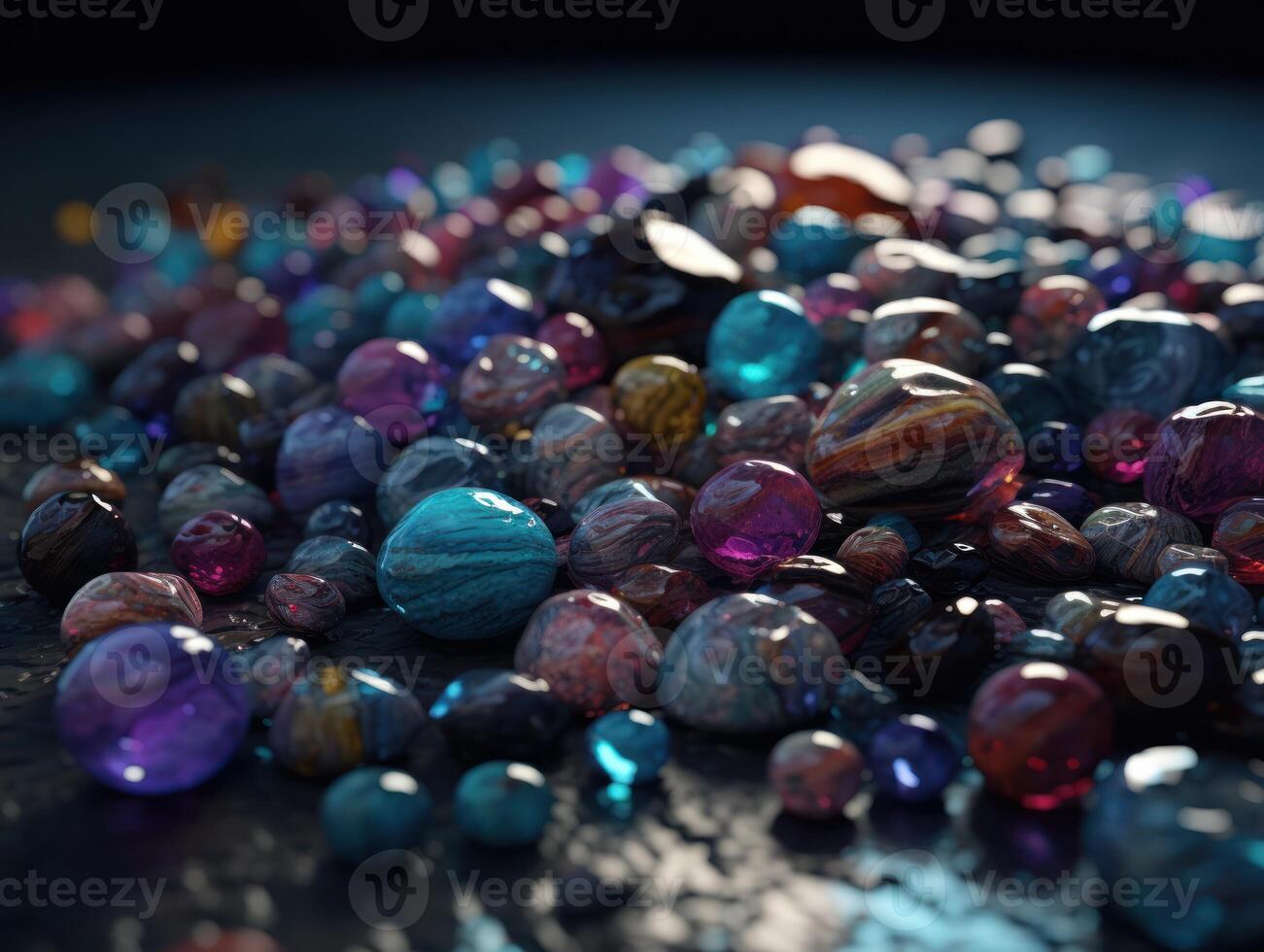 Translucent glass Stones and pebbles Abstract background with geometric shapes created with technology. photo