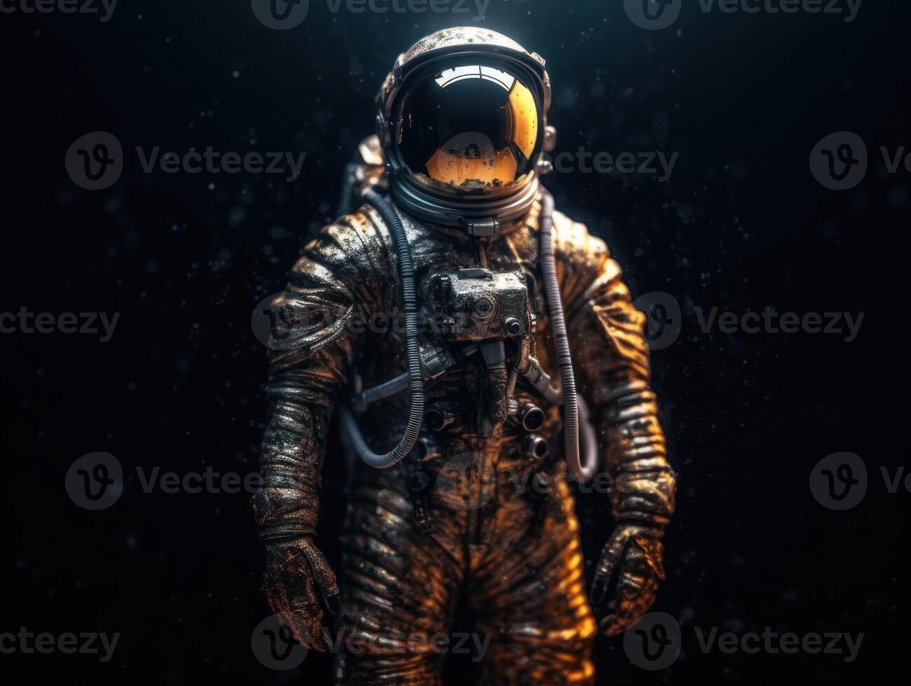 Astronaut in spacesuit against the background of the night sky Created with technology photo