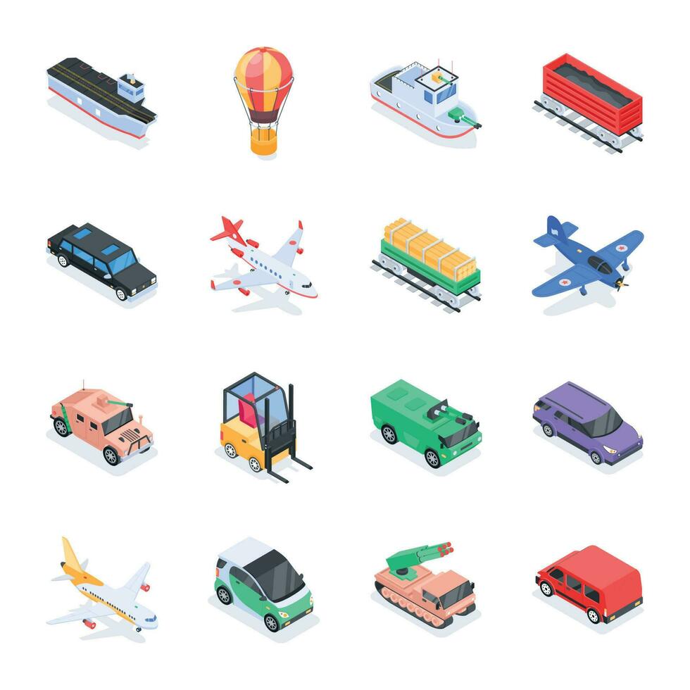 Modern Set of Travel Isometric Icons vector