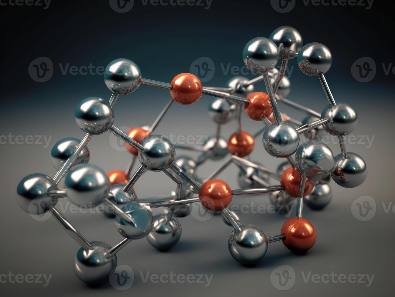 Abstract molecule model on dark background Created with technology. photo