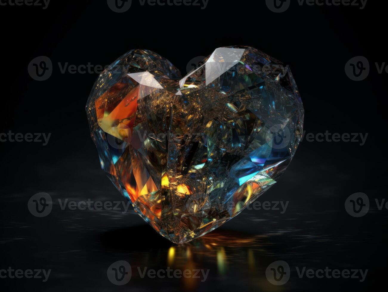 Heart shape made by Quartz on a black background Created with technology. photo