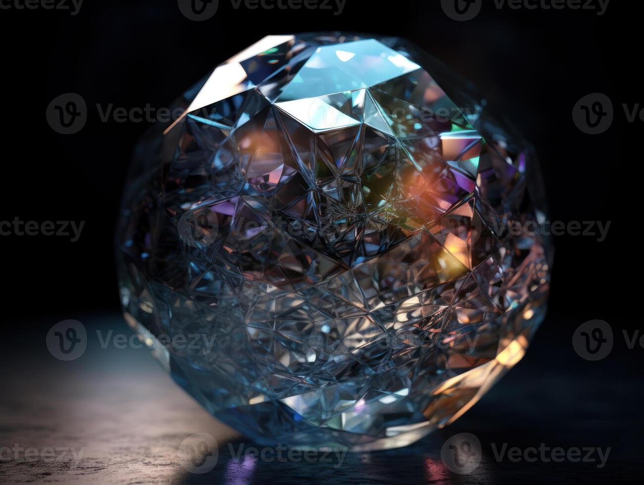 Natural gemstone on black background with reflections. Created with technology photo