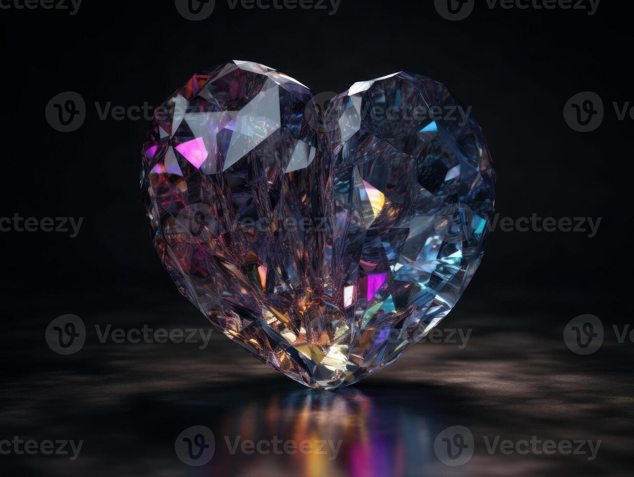 Heart shape made by Quartz on a black background Created with technology. photo