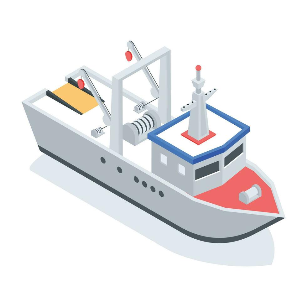 isométrica icono de barco vector