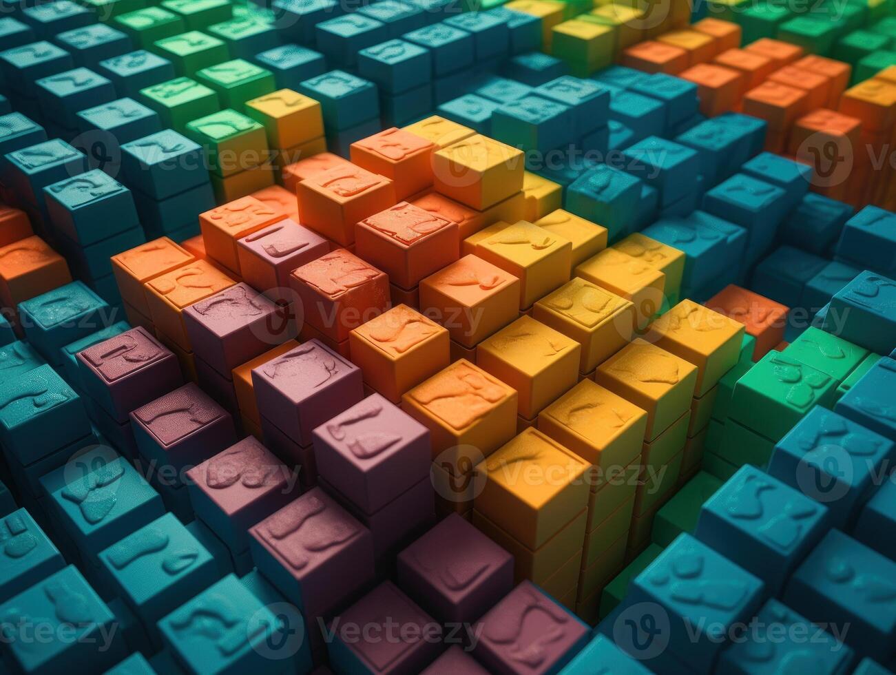 Futuristic plastic cubes background Abstract geometric mosaic grid Square tiles pattern technology photo