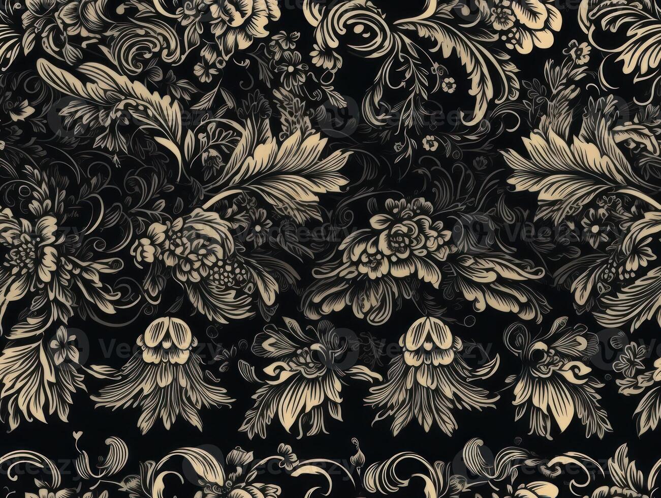Seamless pattern Royal vintage Victorian Gothic background Rococo venzel and whorl created with technology. photo