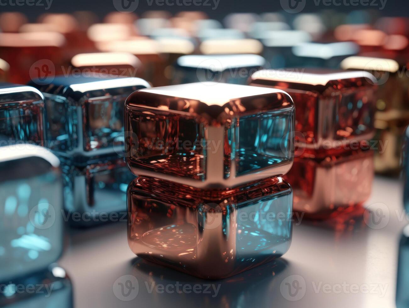 Futuristic glass cubes background Abstract geometric mosaic grid Square tiles pattern technology photo