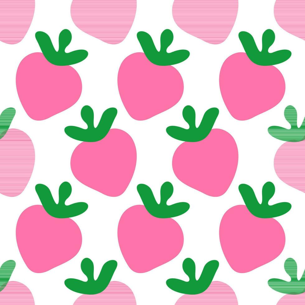 Strawberry doodle seamless pattern vector illustration isolated