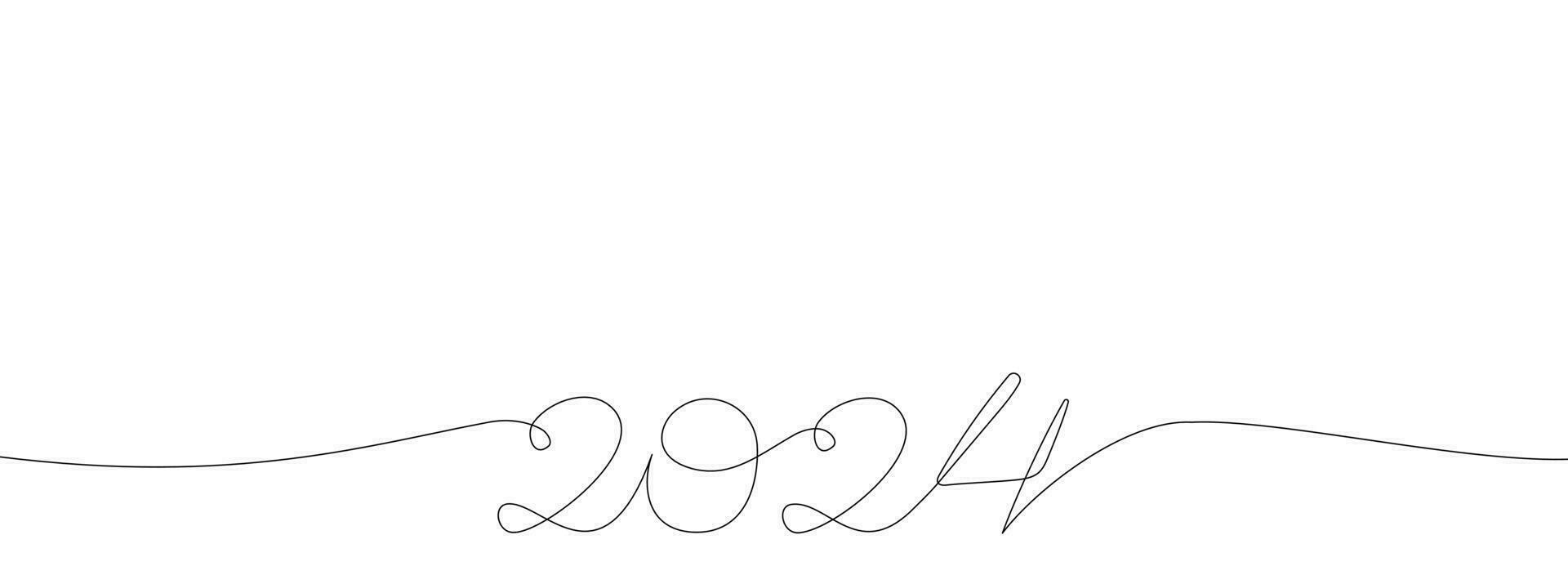 2024 one continuous line background template vector illustration