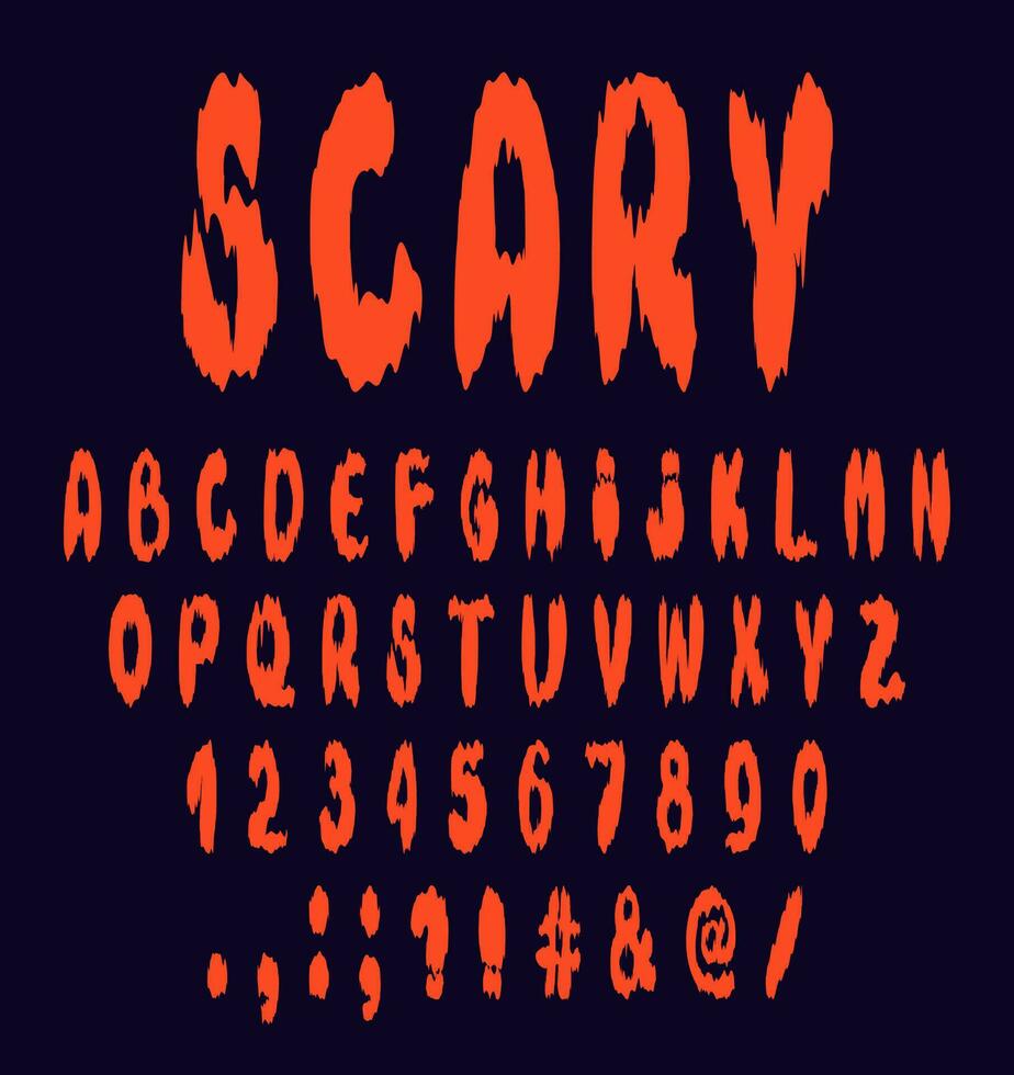 Halloween scary alphabet font vector illustration isolated
