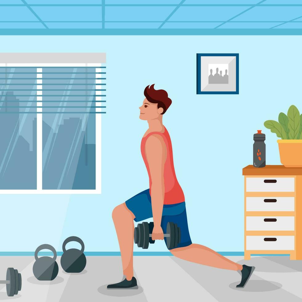 rutina de ejercicio gimnasio plano diseño ilustración vector