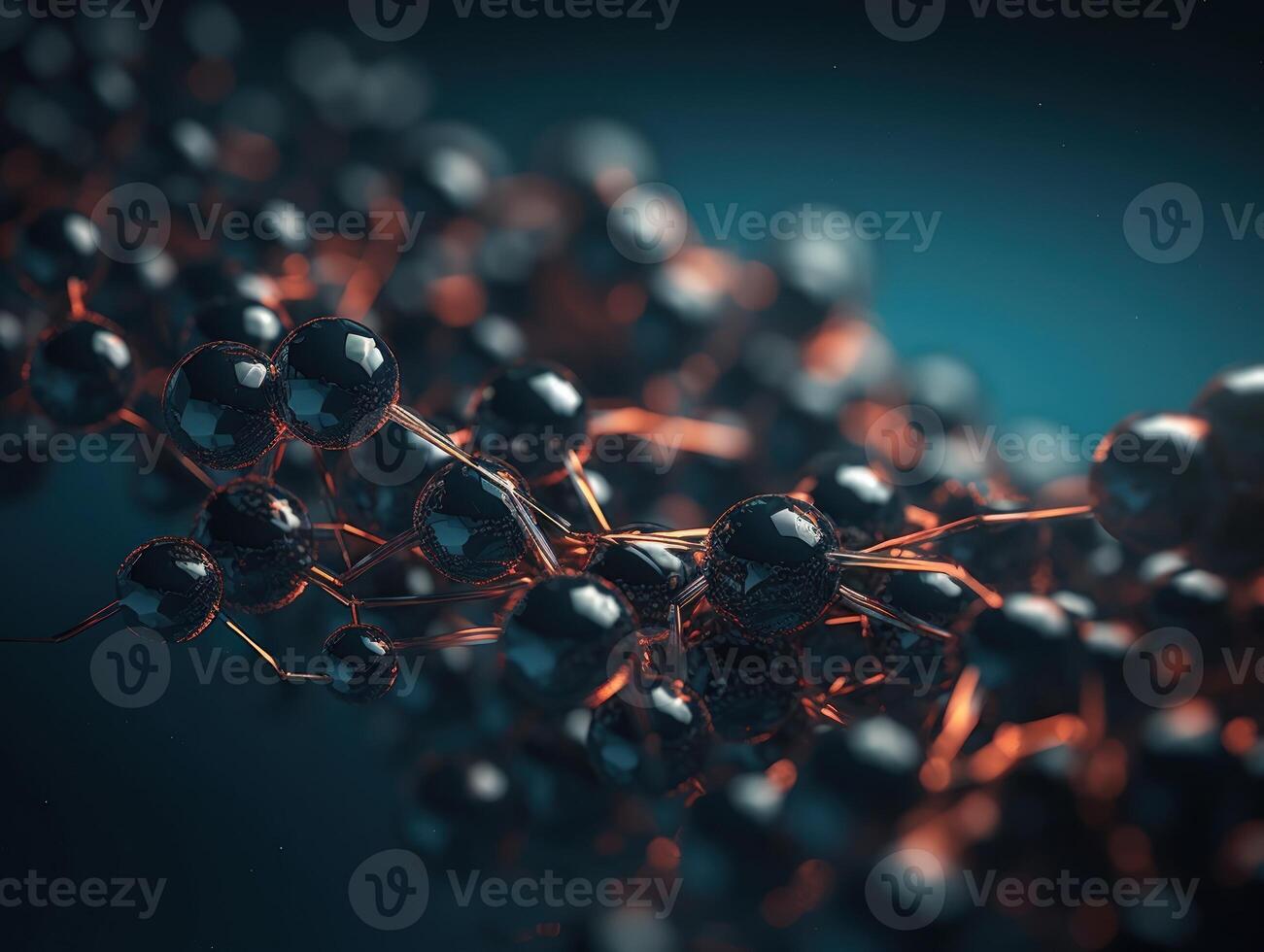 Abstract molecule model on dark background Created with technology. photo