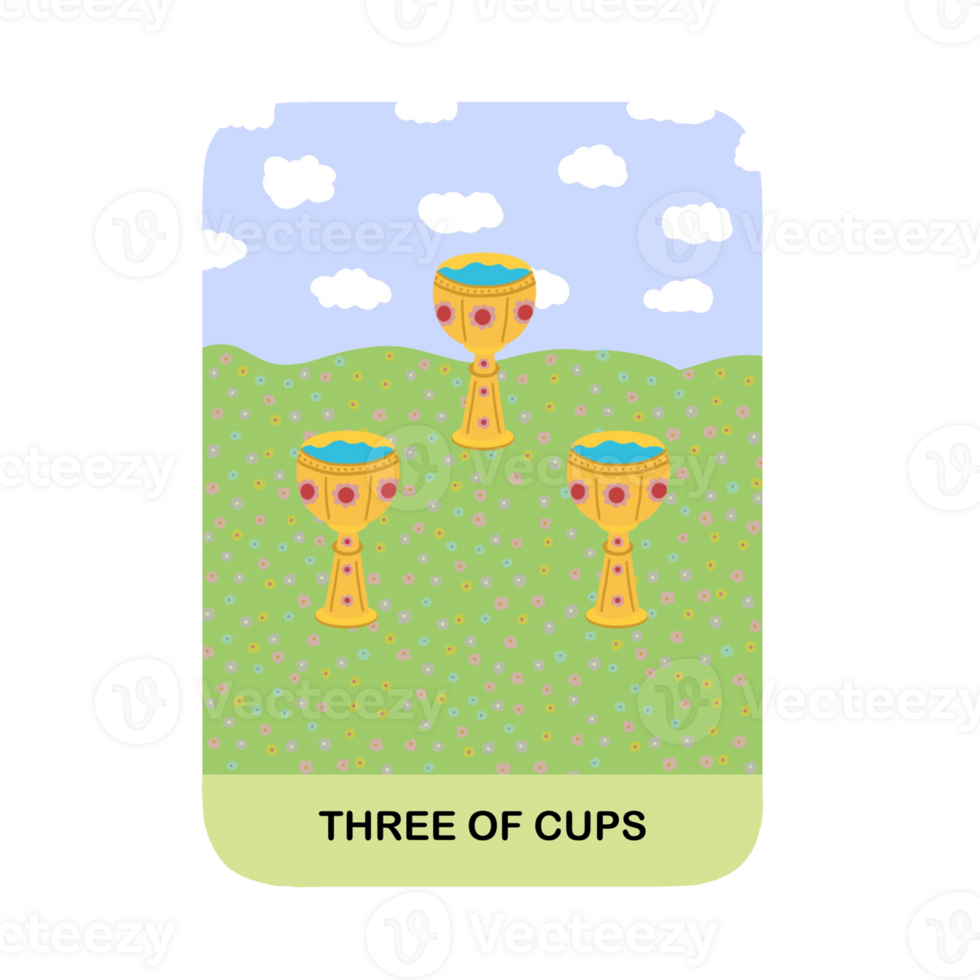 Three of Cups , Tarot cards Cups Collection png