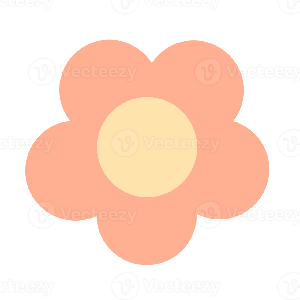 Orange III Pastel Flower Doodle png