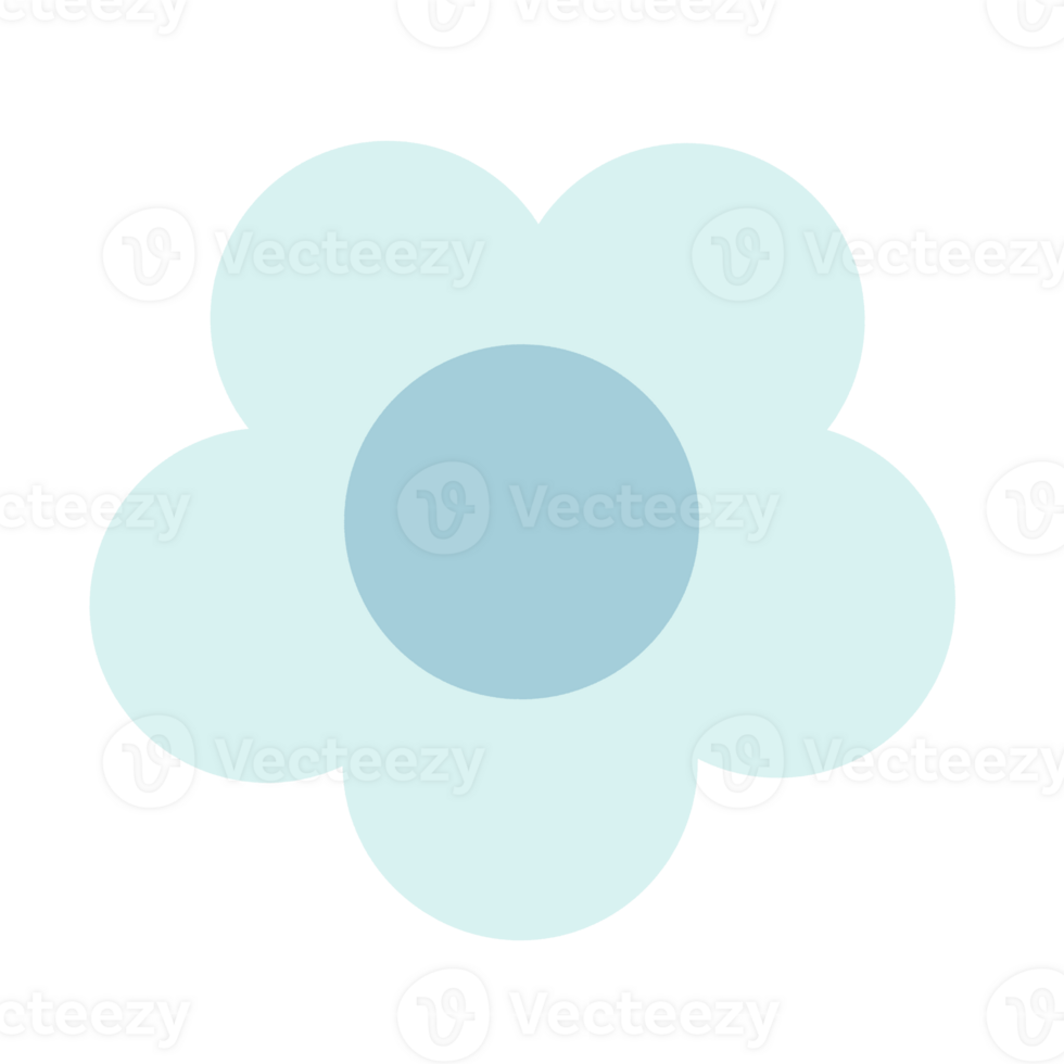 Blue Pastel Flower Doodle png