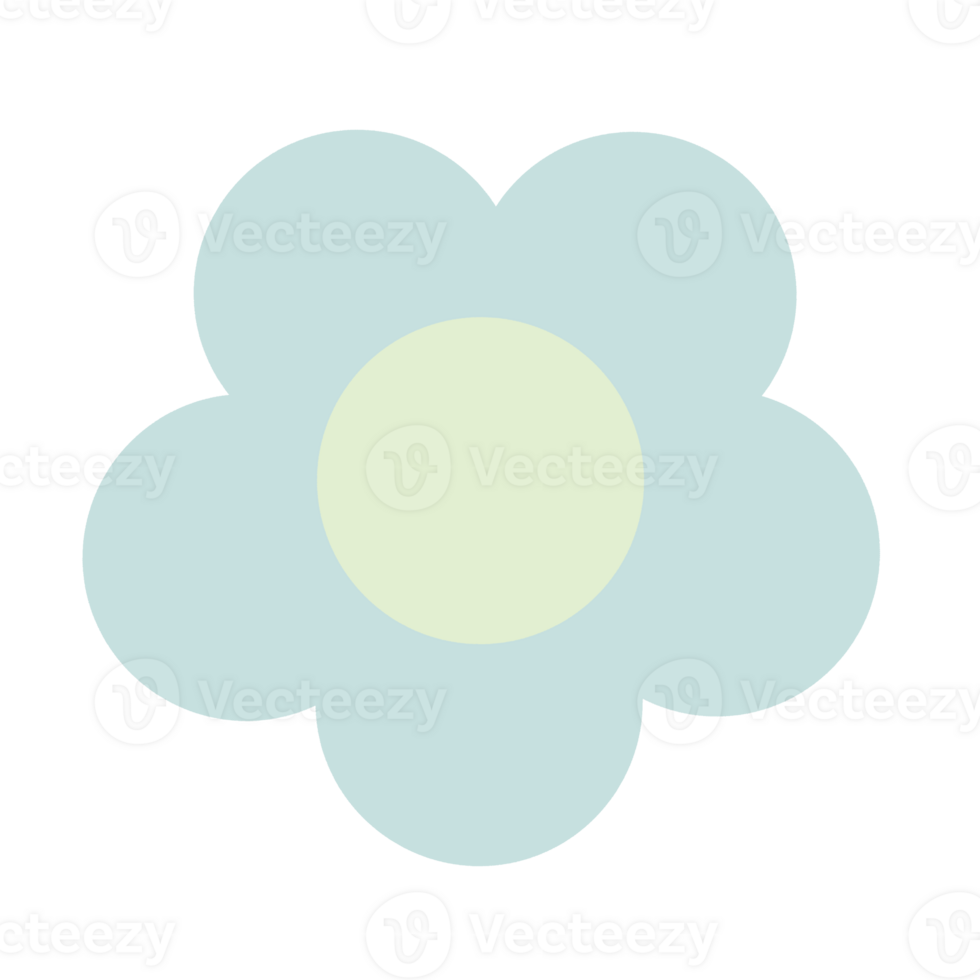Blue VI Pastel Flower Doodle png