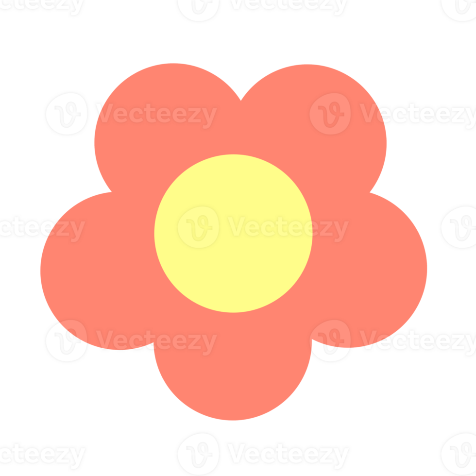 Orange Pastel Flower Doodle png