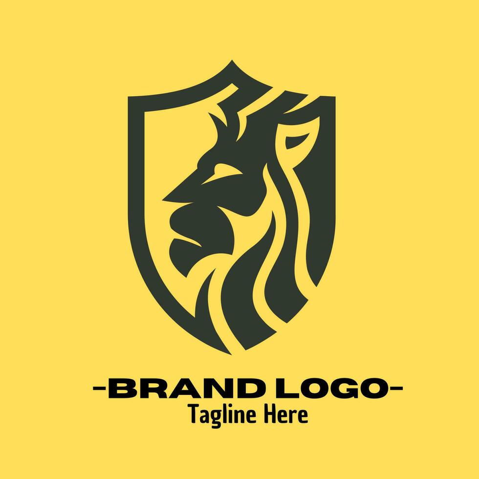 Lion logo design vector illustration, brand identity emblem