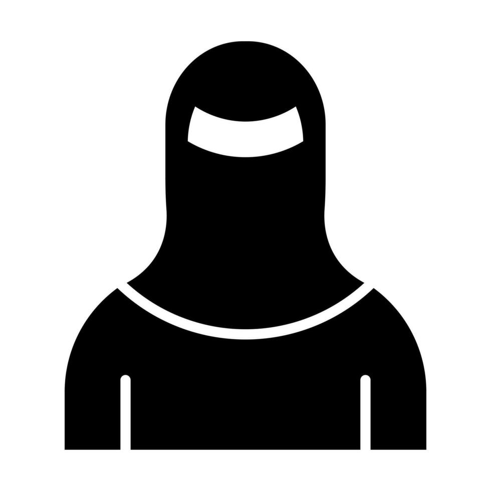 mujer con niqab glifo icono diseño vector