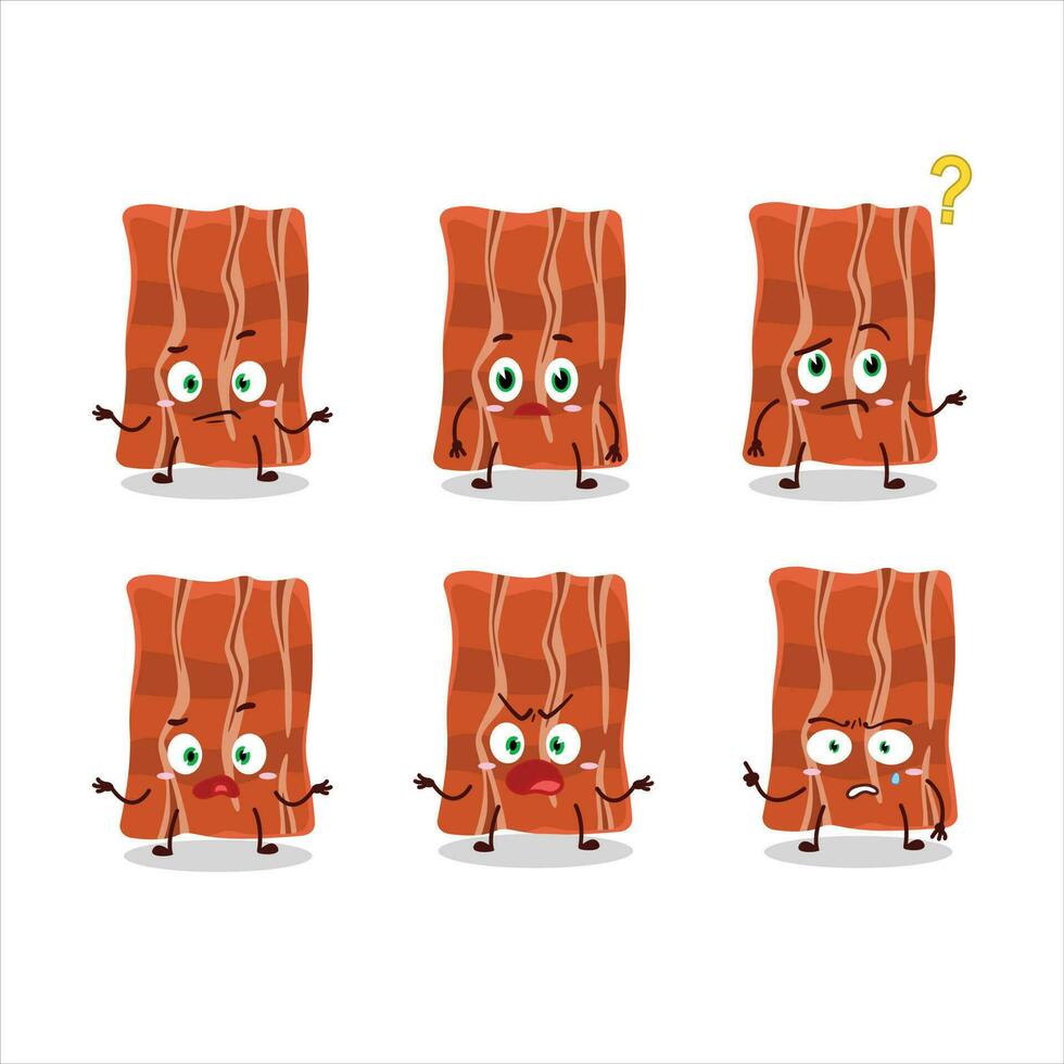 Cartoon character of fried bacon with what expression vector