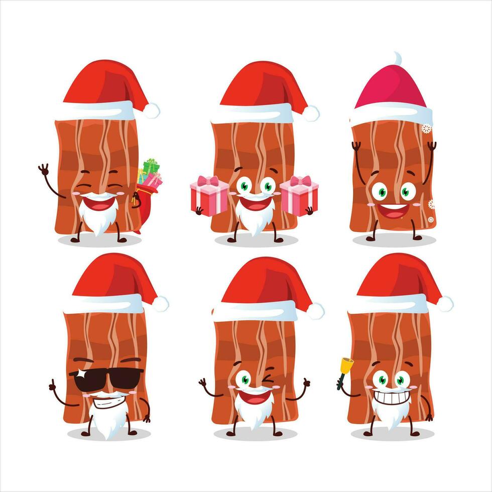 Papa Noel claus emoticones con frito tocino dibujos animados personaje vector