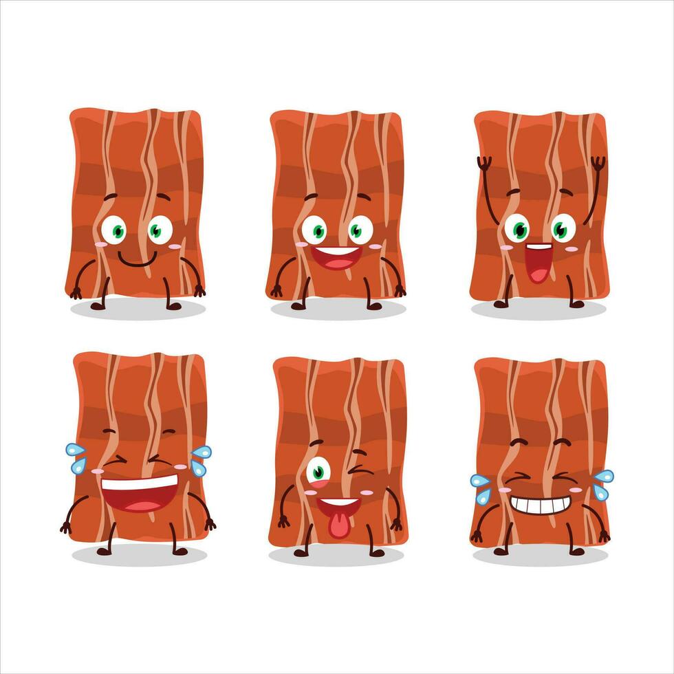 dibujos animados personaje de frito tocino con sonrisa expresión vector