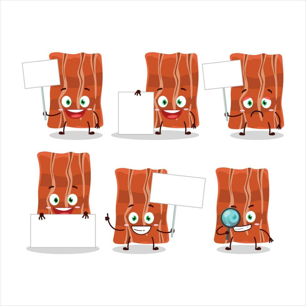 Fried bacon cartoon character bring information board vector