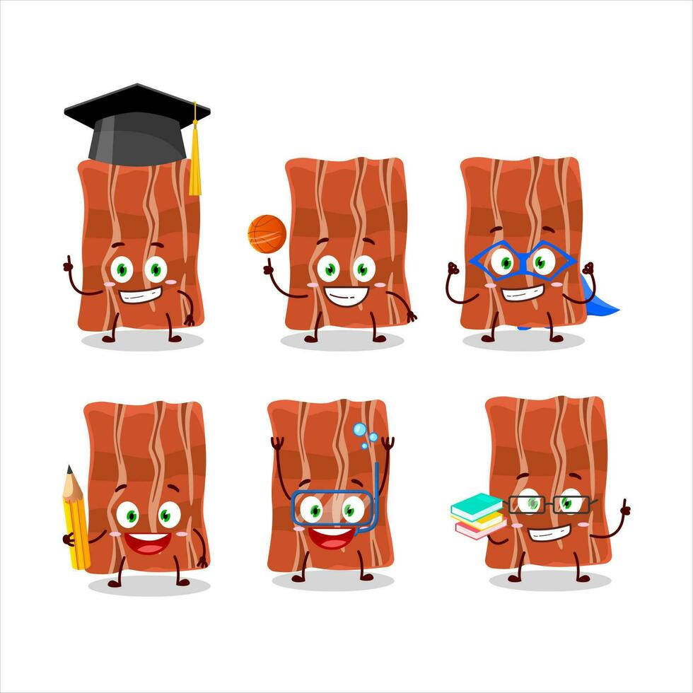 colegio estudiante de frito tocino dibujos animados personaje con varios expresiones vector