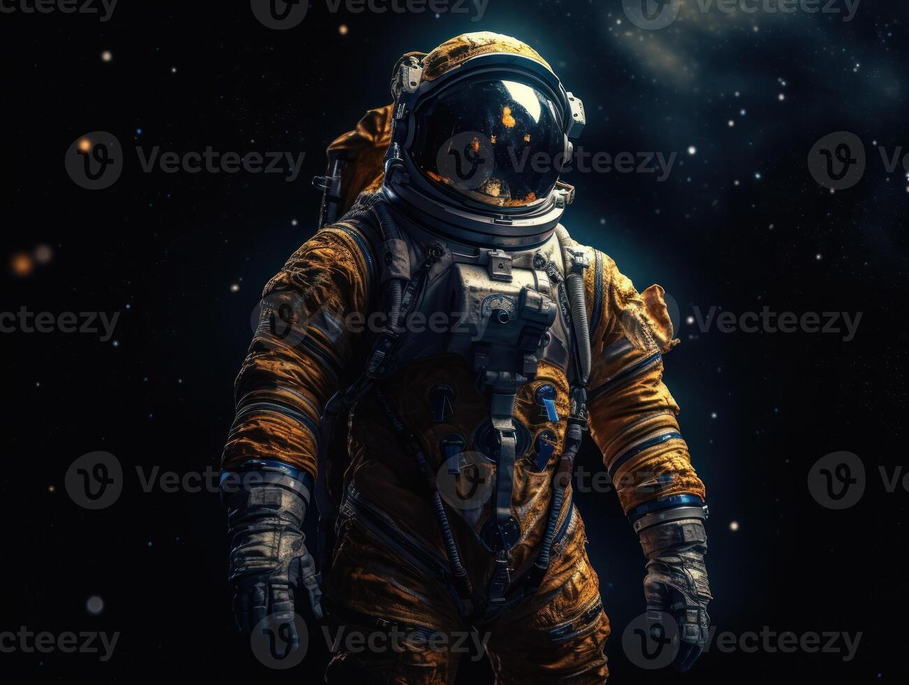 Astronaut in spacesuit against the background of the night sky Created with technology photo