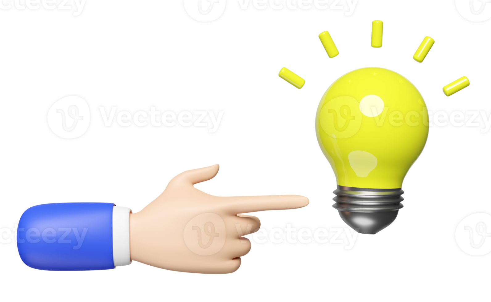 3d richten vinger met geel licht lamp geïsoleerd. idee tip opleiding, kennis creëert ideeën concept, minimaal abstract, 3d geven illustratie png