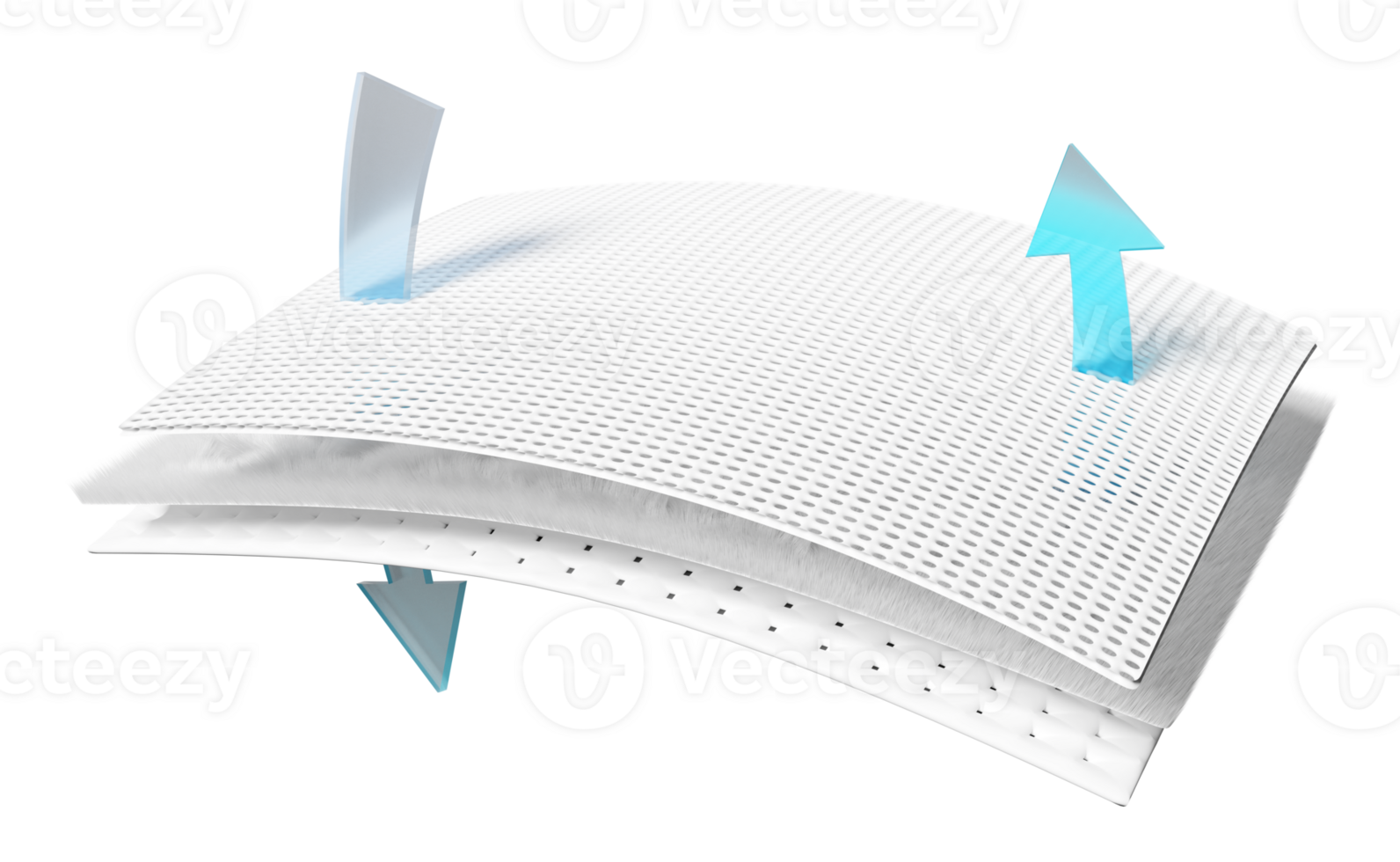 3d assorbente pad, sintetico fibra capelli con freccia ventilare Spettacoli, supporto raffreddamento concetto, 3d rendere illustrazione png