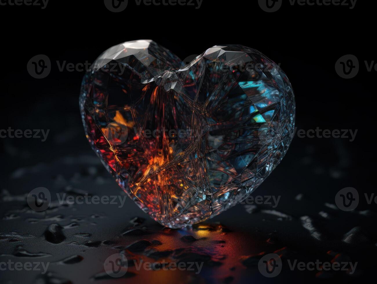 Heart shape made by Quartz on a black background Created with technology. photo