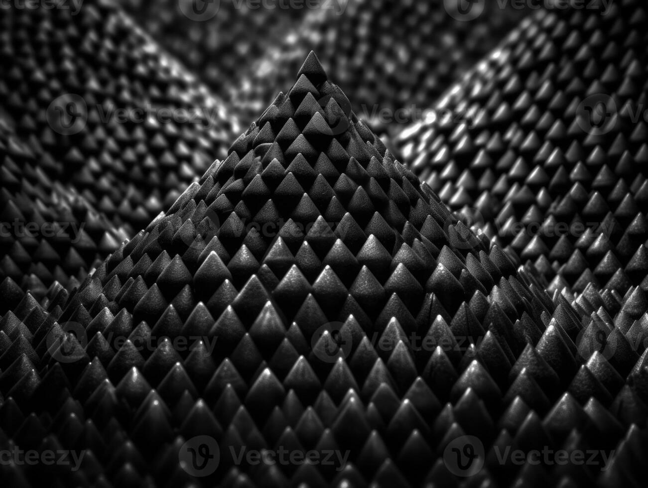 Futuristic abstract pyramid geometric dark black background created with technology photo