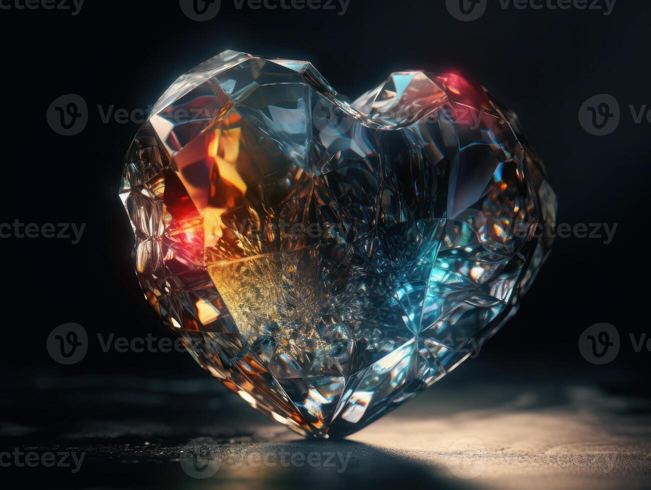 Heart shape made by Quartz on a black background Created with technology. photo