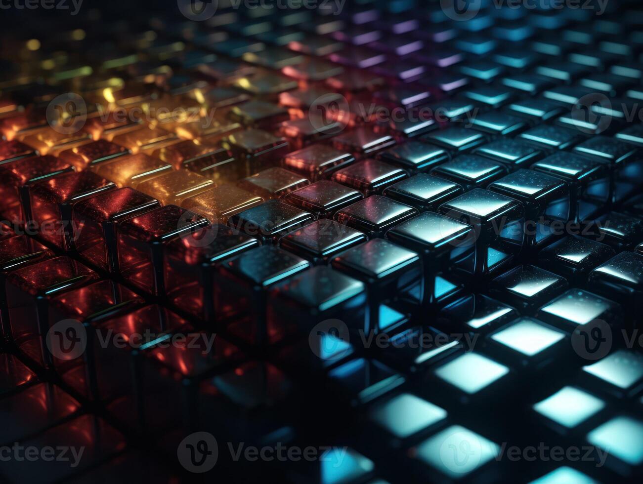 Futuristic metallic cubes background Abstract geometric mosaic grid Square tiles pattern technology photo