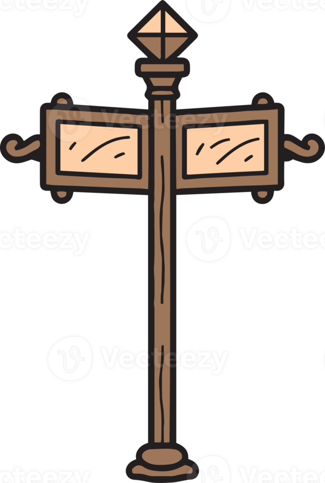 vintage signpost logo in flat line art style png